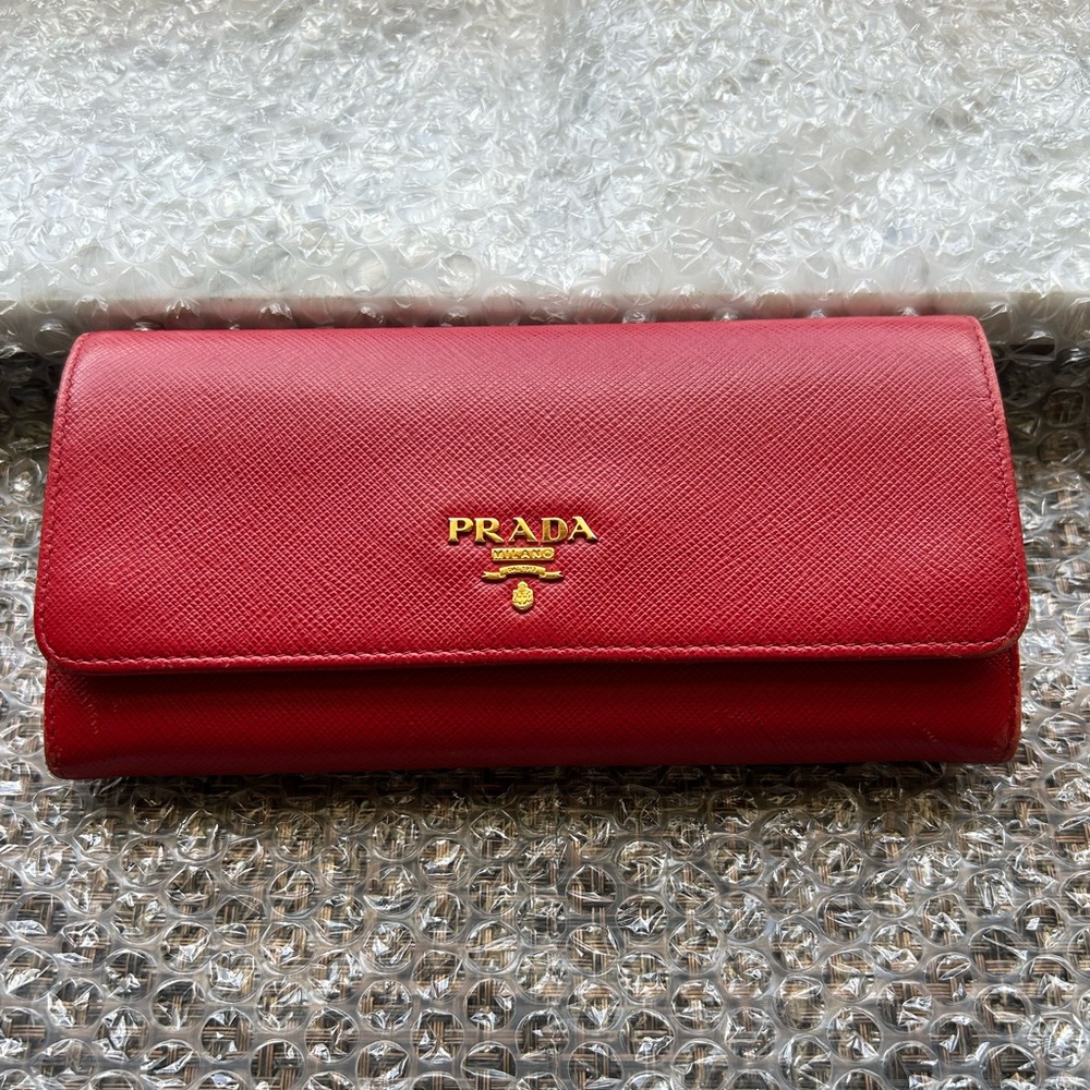 Prada Red Continental Wallet
